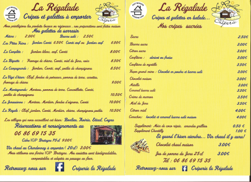 Menu La Régalade